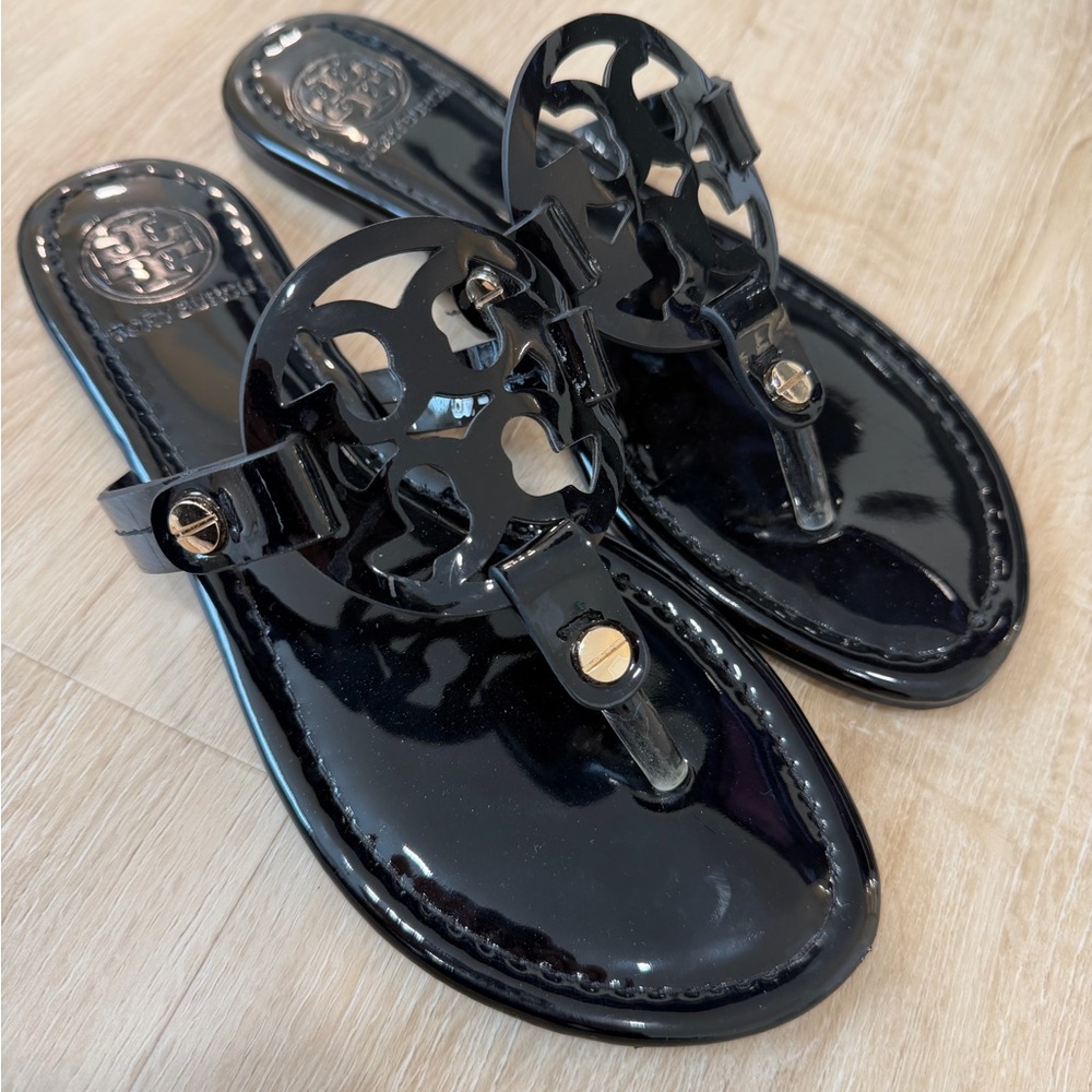 Tory Burch Black Patent Leather Sandals